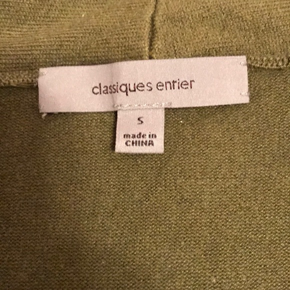 Olive ruffle front sweater - Sz Small - Picture 2 of 3